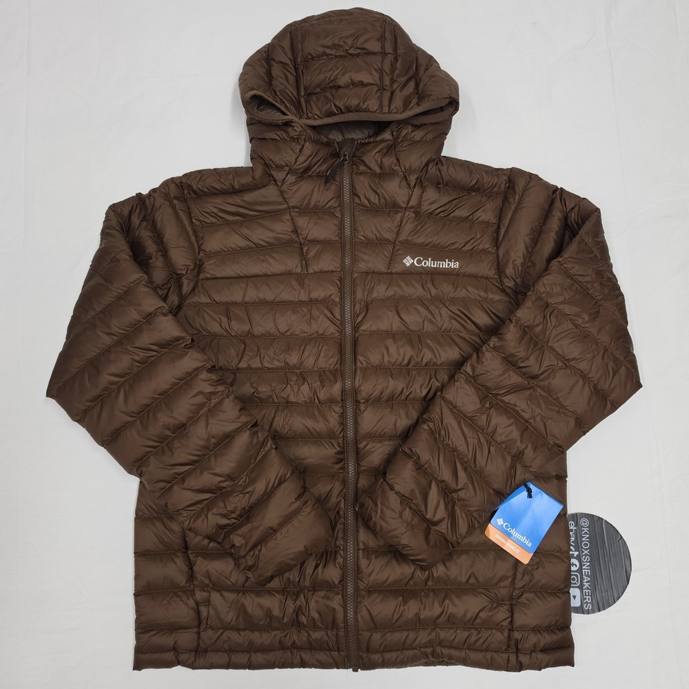 Columbia Corelite Down Hooded Jacket Omni Shield Brown Mens Medium WM0308-256